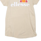 ELLESSE Womens Beige Cotton Blend T-Shirt M Short Sleeve Crew Neck Logo Print