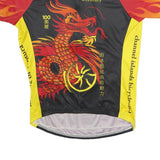 VOLER Mens Black & Yellow Graphic Cycling T-Shirt L Short Sleeve Crew Neck Flame