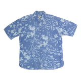 ZEGNAS Mens Blue & White Floral Cotton Blend Shirt XL Dress Casual Summer