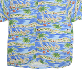 BIG DOGS Mens Blue Hawaiian Cotton Shirt L Tropical Island Print Beach Style