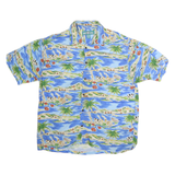 BIG DOGS Mens Blue Hawaiian Cotton Shirt L Tropical Island Print Beach Style