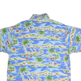 BIG DOGS Mens Blue Hawaiian Cotton Shirt L Tropical Island Print Beach Style