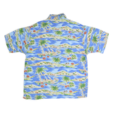 BIG DOGS Mens Blue Hawaiian Cotton Shirt L Tropical Island Print Beach Style