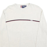 CHAPS Mens White & Navy Plain Cotton Crew Neck Basic Knit Jumper M