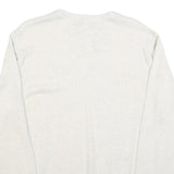 CHAPS Mens White & Navy Plain Cotton Crew Neck Basic Knit Jumper M
