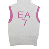 EA7 Womens Grey & Pink Cotton Blend Reversible Sleeveless Hooded Jacket S Zip