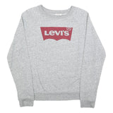 LEVI'S Womens Grey Cotton Blend Crew Neck Sweatshirt M Logo Print Casual
