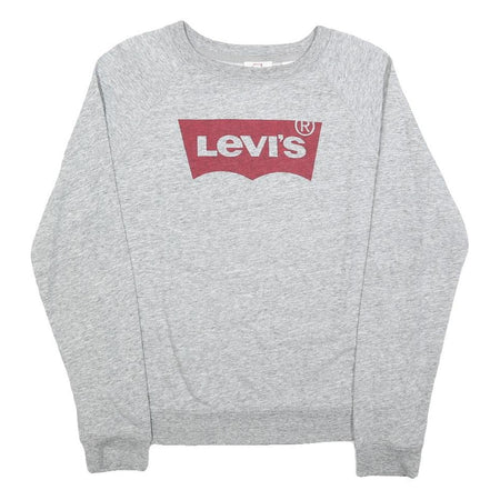 LEVI'S Womens Grey Cotton Blend Crew Neck Sweatshirt M Logo Print Casual