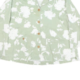 Womens Green & White Floral Cotton Blend Shirt Long Sleeve Collared M