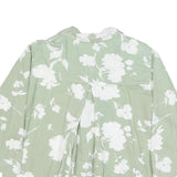 Womens Green & White Floral Cotton Blend Shirt Long Sleeve Collared M