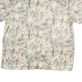 CV Womens Cream Floral Print Shirt Short Sleeve Collared M Silk Top