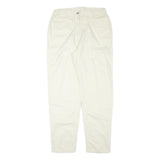 UPTODATE Womens Relaxed White Cotton Blend Trousers W30 L30 Zip Casual Comfort