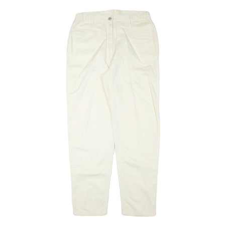 UPTODATE Womens Relaxed White Cotton Blend Trousers W30 L30 Zip Casual Comfort