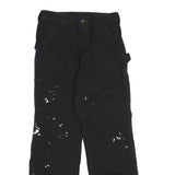CARHARTT Mens Cotton Black Workwear Regular Straight Trousers W30 L30 Paint