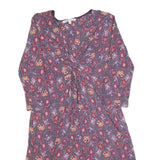 FAT FACE Womens Purple Floral Day Polyester Dress UK 12 Twist Front 3/4 Sleeve