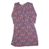 FAT FACE Womens Purple Floral Day Polyester Dress UK 12 Twist Front 3/4 Sleeve