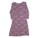 FAT FACE Womens Purple Floral Day Polyester Dress UK 12 Twist Front 3/4 Sleeve