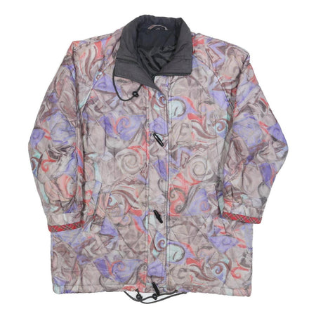 Womens Multi Colour Quilted Jacket L Polyester Zip Plain Printed Artistic