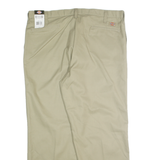 DICKIES Mens Regular Cotton Blend Beige Workwear Trousers W40 L31 Durable Zip