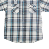 LEVI'S Mens Blue & Grey Check Shirt M Casual Cotton Blend Short Sleeve