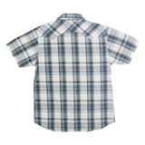 LEVI'S Mens Blue & Grey Check Shirt M Casual Cotton Blend Short Sleeve