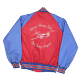 SPORTSWEAR Mens Red & Blue Bomber Jacket L Polyester Blend Plain Button Closure