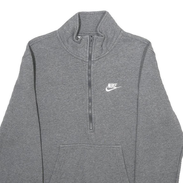 NIKE Mens Grey 1/4 Zip XS Cotton Blend Sweatshirt Pullover Casual Comfort