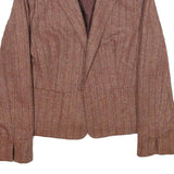 OLIVIER STRELLI Womens Brown Wool Blend Jacket UK 16 Woven Classic Blazer