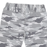 SKATE NATION Mens Shorts Grey Camouflage Casual M W32 Drawstring Cotton Blend