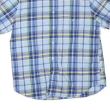 NAUTICA Mens Blue Check Shirt L Cotton Blend Casual Summer Button Down