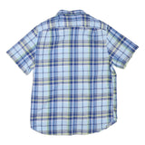 NAUTICA Mens Blue Check Shirt L Cotton Blend Casual Summer Button Down