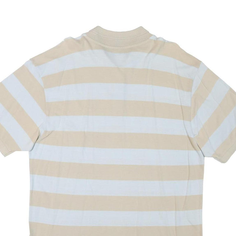 CHAMPION Mens Beige & White Striped Short Sleeve Polo Shirt 2XL Cotton Blend