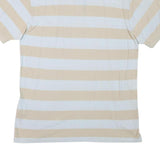 CHAMPION Mens Beige & White Striped Short Sleeve Polo Shirt 2XL Cotton Blend