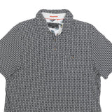 TED BAKER Mens Black & White Geometric Short Sleeve Polo Shirt L Cotton Blend