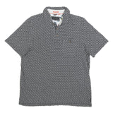 TED BAKER Mens Black & White Geometric Short Sleeve Polo Shirt L Cotton Blend