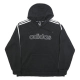 ADIDAS Mens Black Hoodie XL Logo Sweatshirt Cotton Blend Casual Sportswear