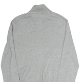 TOMMY HILFIGER Mens Grey Cotton Plain Full Zip Jumper Crew Neck Knit S