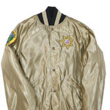 BUTWIN Mens Beige & Black Satin Bomber Jacket S Polyester Blend Button Closure