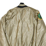 BUTWIN Mens Beige & Black Satin Bomber Jacket S Polyester Blend Button Closure