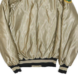 BUTWIN Mens Beige & Black Satin Bomber Jacket S Polyester Blend Button Closure