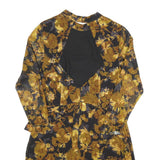 WHISTLES Womens Black & Gold Floral Day Dress Polyester Blend Long Sleeve Midi