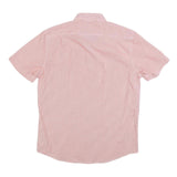 CHAPS Mens Red & White Check Shirt M Button-Down Collar Short Sleeve Cotton