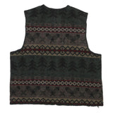 WOOLRICH Womens Green Brown Patterned Jumper V-Neck Chunky Knit XL Warm Wool