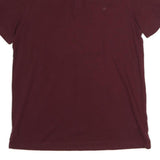 CALVIN KLEIN Mens Maroon Short Sleeve Plain Polo Shirt L Classic Cotton Casual