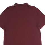 CALVIN KLEIN Mens Maroon Short Sleeve Plain Polo Shirt L Classic Cotton Casual
