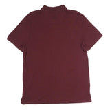 CALVIN KLEIN Mens Maroon Short Sleeve Plain Polo Shirt L Classic Cotton Casual