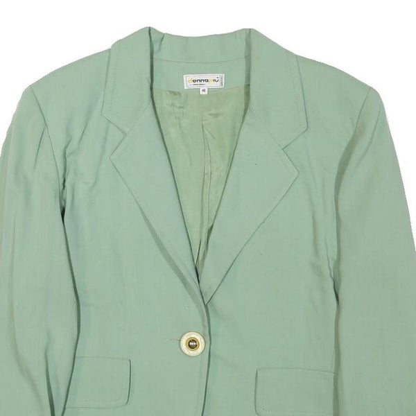 DONNA PIU Womens Green Wool Button Jacket M Wool Classic Tailored Lapel Plain