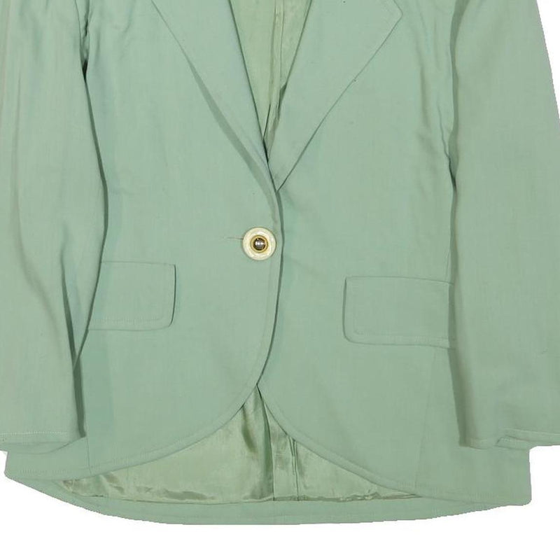 DONNA PIU Womens Green Wool Button Jacket M Wool Classic Tailored Lapel Plain