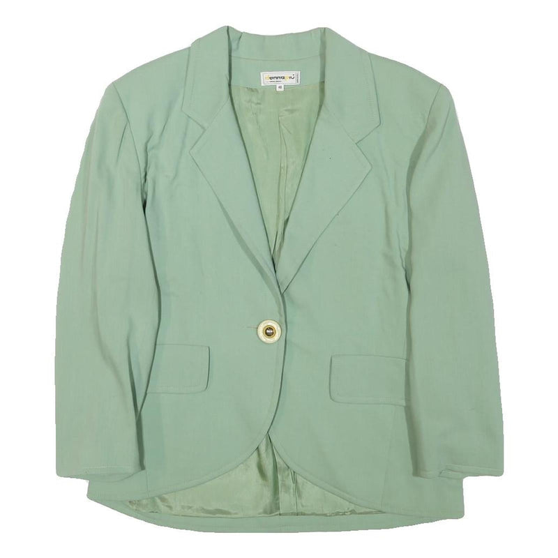 DONNA PIU Womens Green Wool Button Jacket M Wool Classic Tailored Lapel Plain