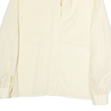 Cream Womens Cotton Blend Scarf Collar Shirt Long Sleeve L Stylish Lightweight